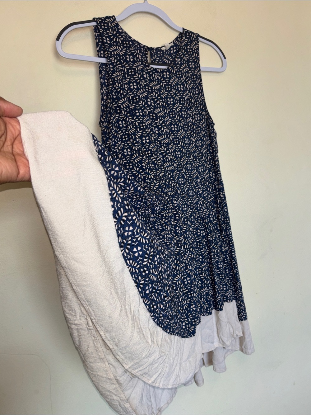 En Crème Floral Boho Dress Sz S Sleeveless High Low Shift Swing Keyhole Coastal